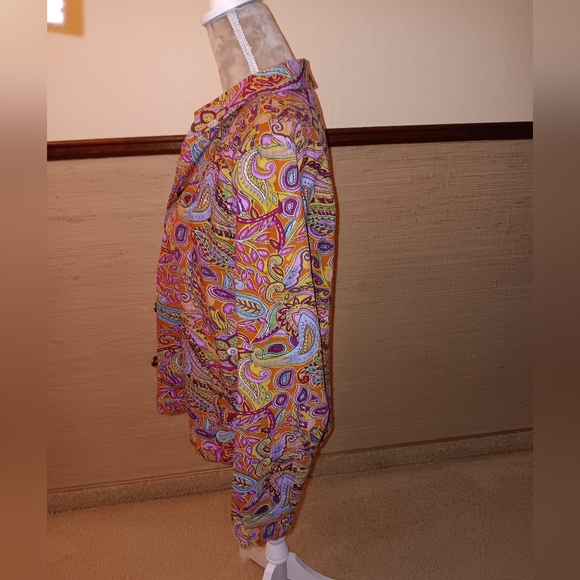 Coldwater Creek~Colorful Pink & Orange  Floral Paisley Sequin Beaded Jacket - Picture 12 of 15